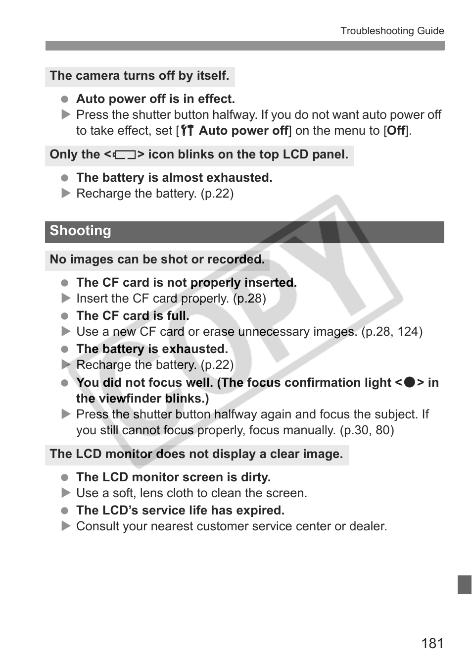 Shooting | Canon EOS 30D User Manual | Page 181 / 200