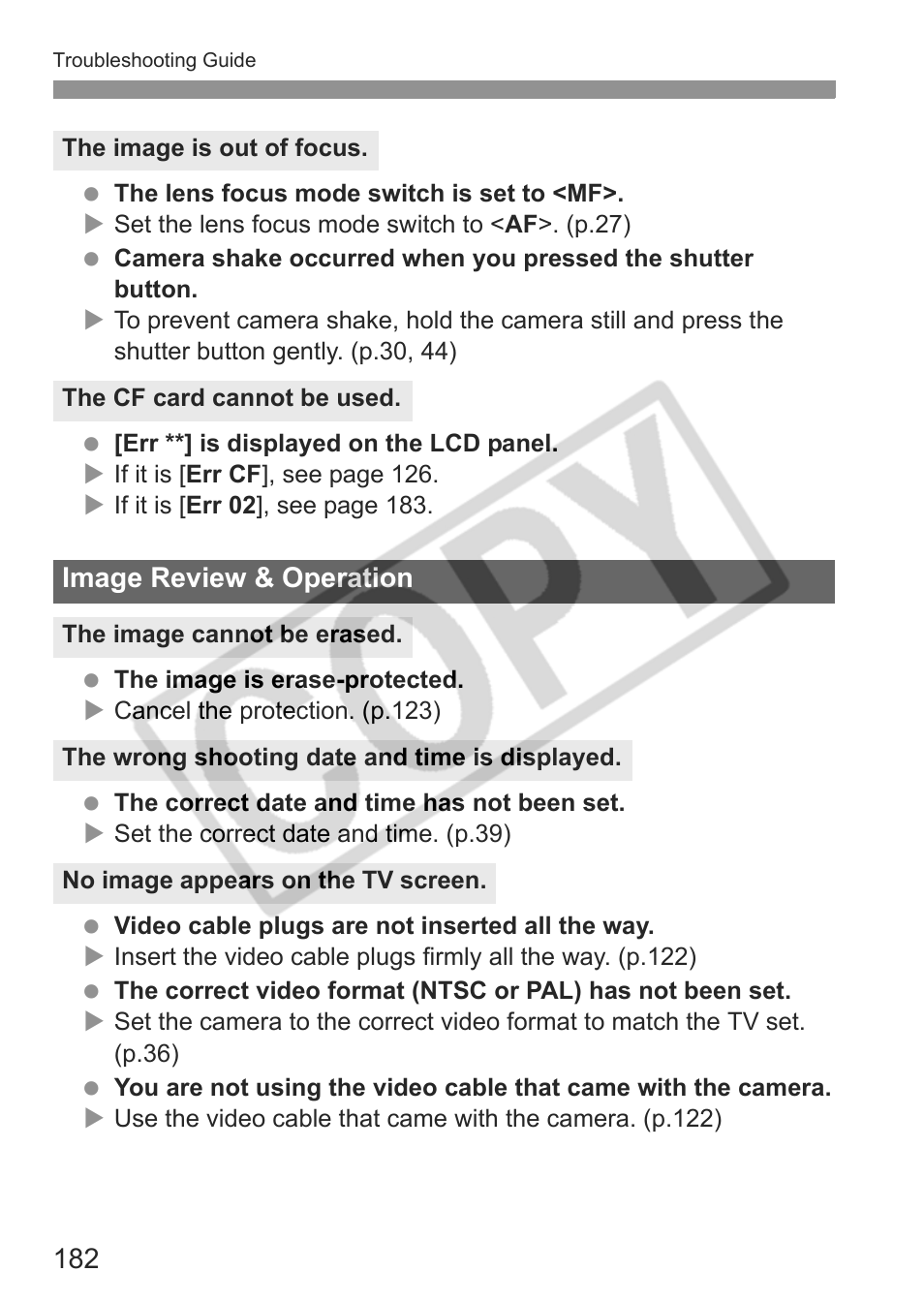 Image review & operation | Canon EOS 30D User Manual | Page 182 / 200