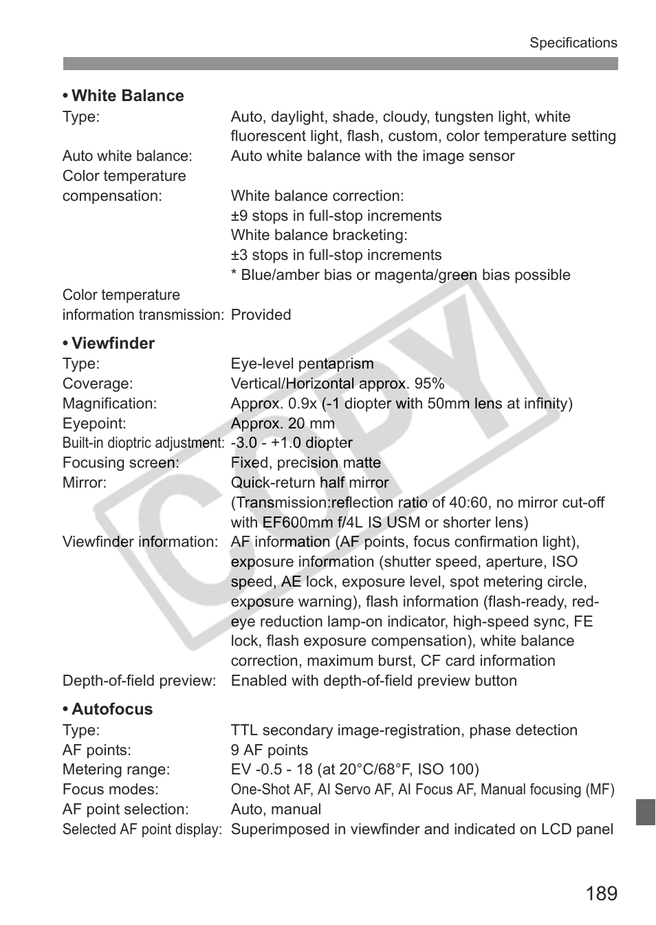 Canon EOS 30D User Manual | Page 189 / 200