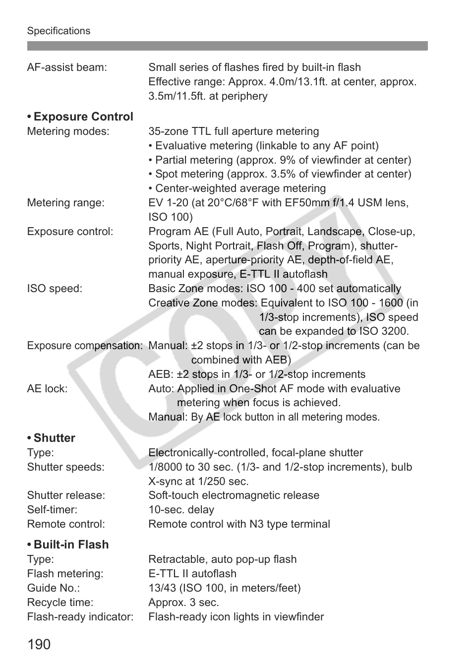 Canon EOS 30D User Manual | Page 190 / 200
