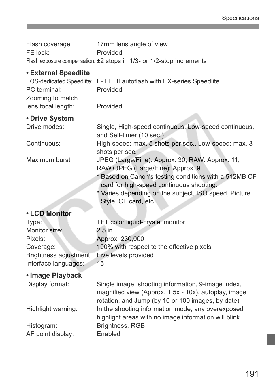 Canon EOS 30D User Manual | Page 191 / 200