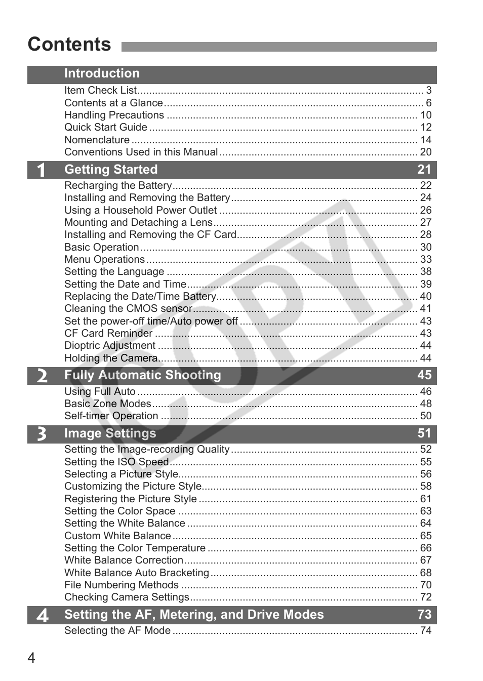 Canon EOS 30D User Manual | Page 4 / 200