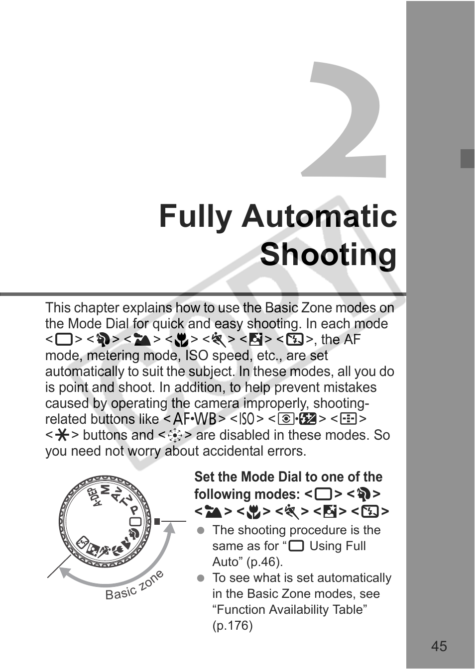 Fully automatic shooting | Canon EOS 30D User Manual | Page 45 / 200