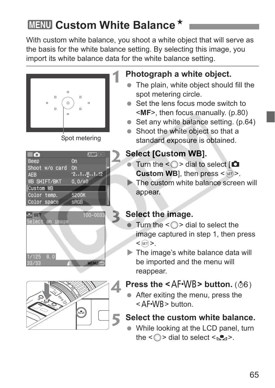 3custom white balance n | Canon EOS 30D User Manual | Page 65 / 200