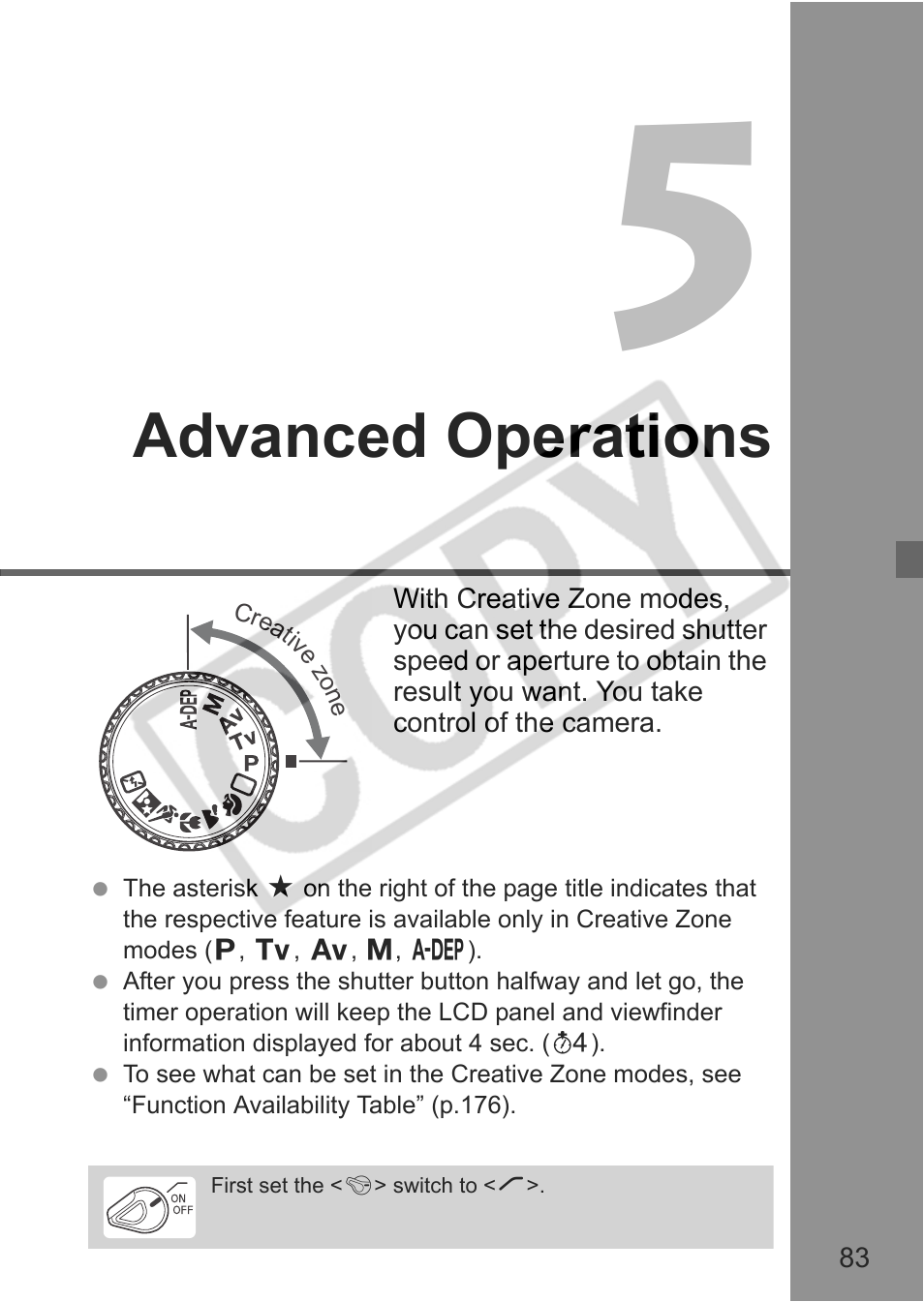 Advanced operations | Canon EOS 30D User Manual | Page 83 / 200