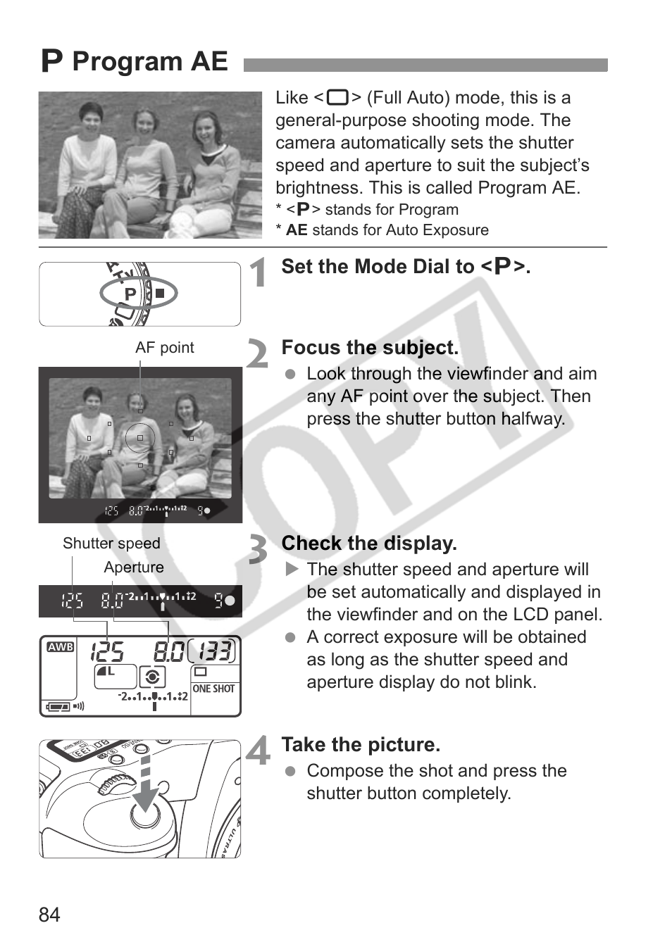 Dprogram ae | Canon EOS 30D User Manual | Page 84 / 200