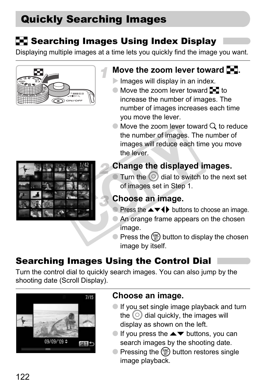 Quickly searching images, P. 122), Quickly searching images (p. 122) | Co py | Canon PowerShot G11 User Manual | Page 122 / 196