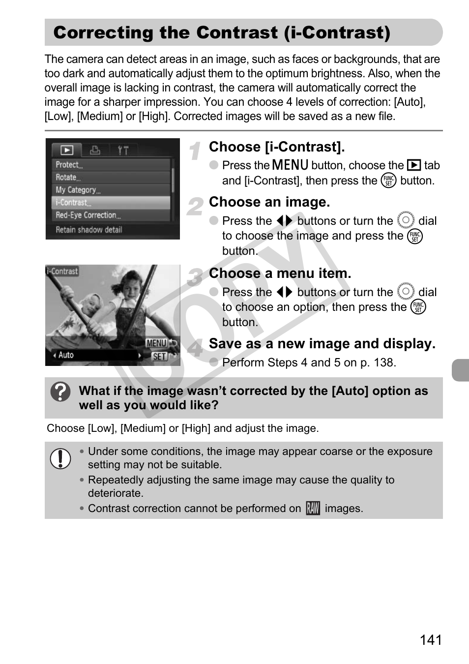 Correcting the contrast (i-contrast), Co py | Canon PowerShot G11 User Manual | Page 141 / 196