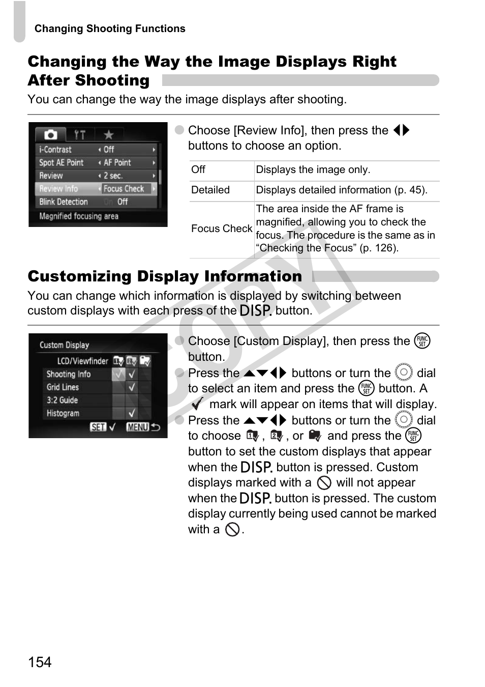 Lines (p. 154), G (p. 154), Customizing display information (p. 154) | Co py | Canon PowerShot G11 User Manual | Page 154 / 196