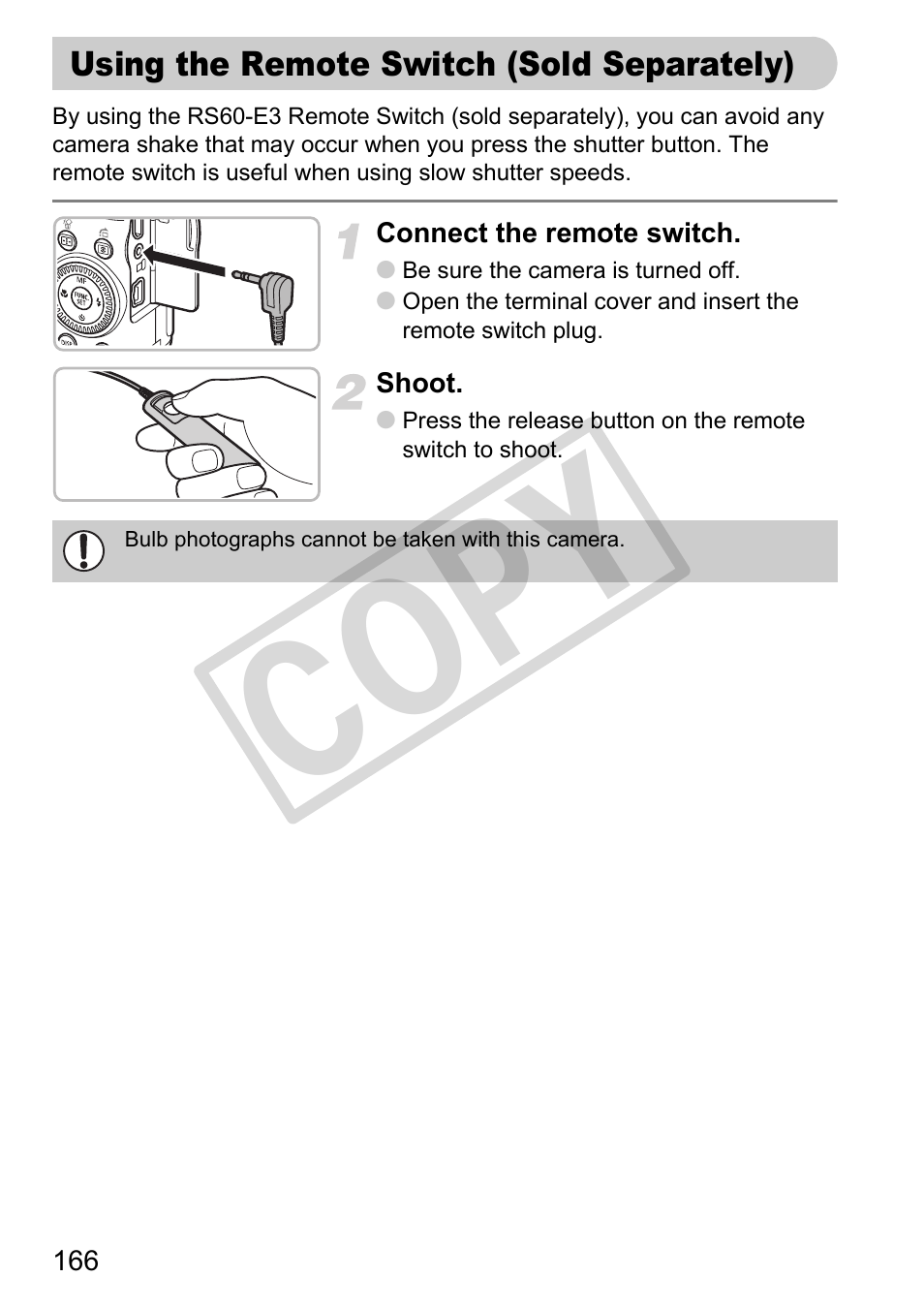 Using the remote switch (sold separately), P. 166), Co py | Canon PowerShot G11 User Manual | Page 166 / 196