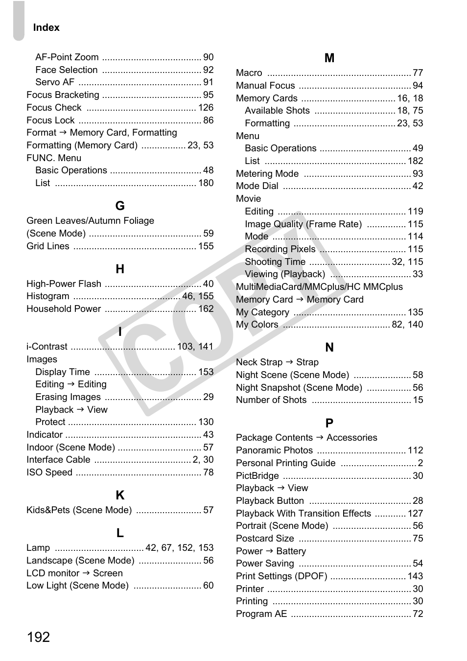 C o p y | Canon PowerShot G11 User Manual | Page 192 / 196