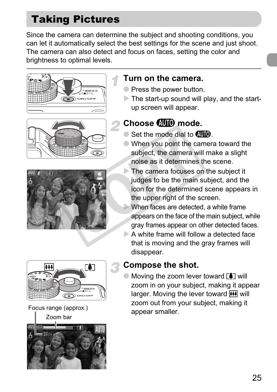 Taking pictures, Co py | Canon PowerShot G11 User Manual | Page 25 / 196