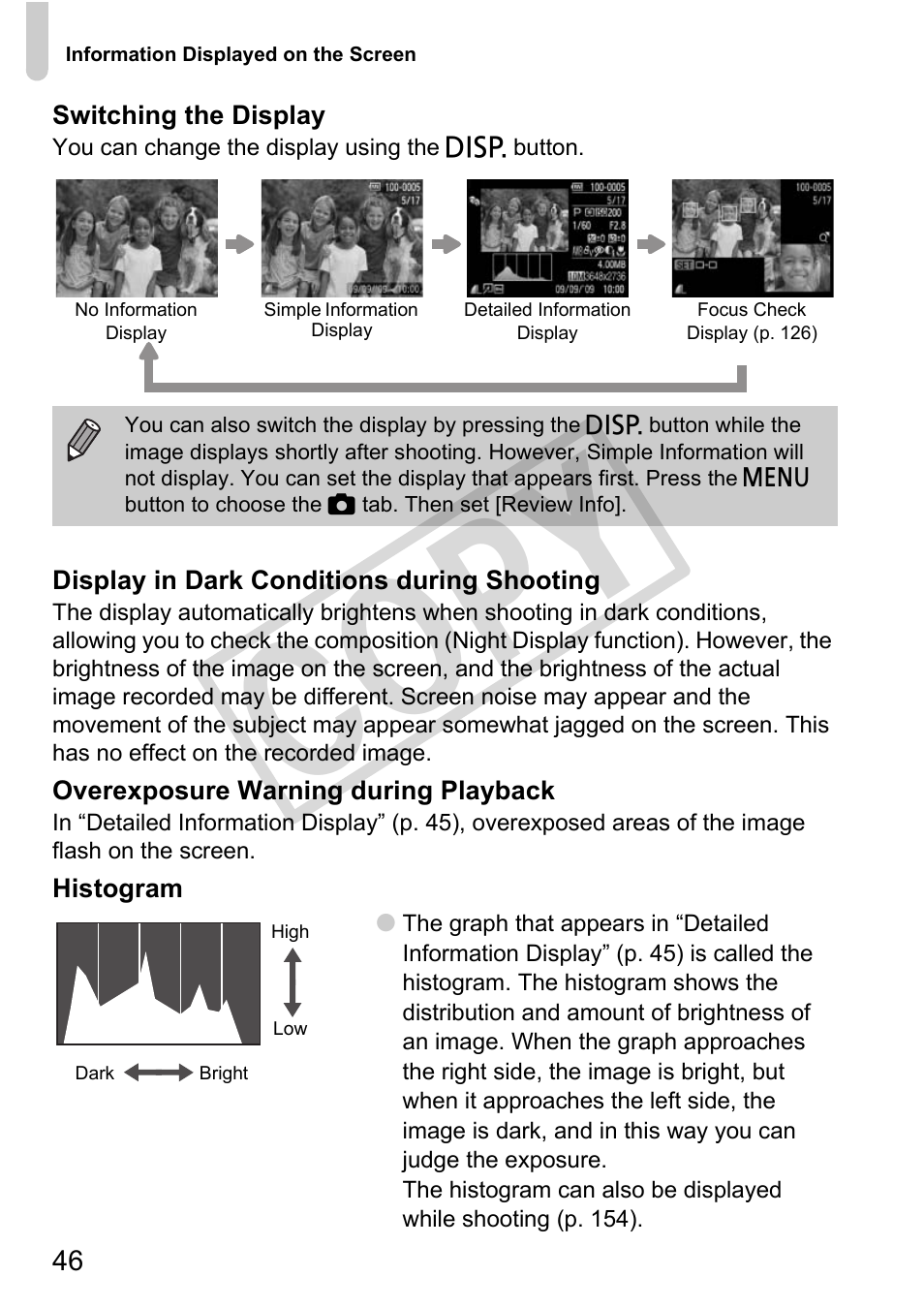 Histogram (p. 46), Co py | Canon PowerShot G11 User Manual | Page 46 / 196