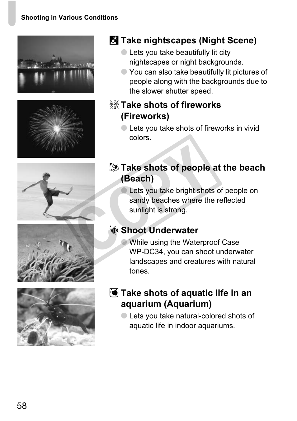 P. 58), P. 58, Co py | Canon PowerShot G11 User Manual | Page 58 / 196