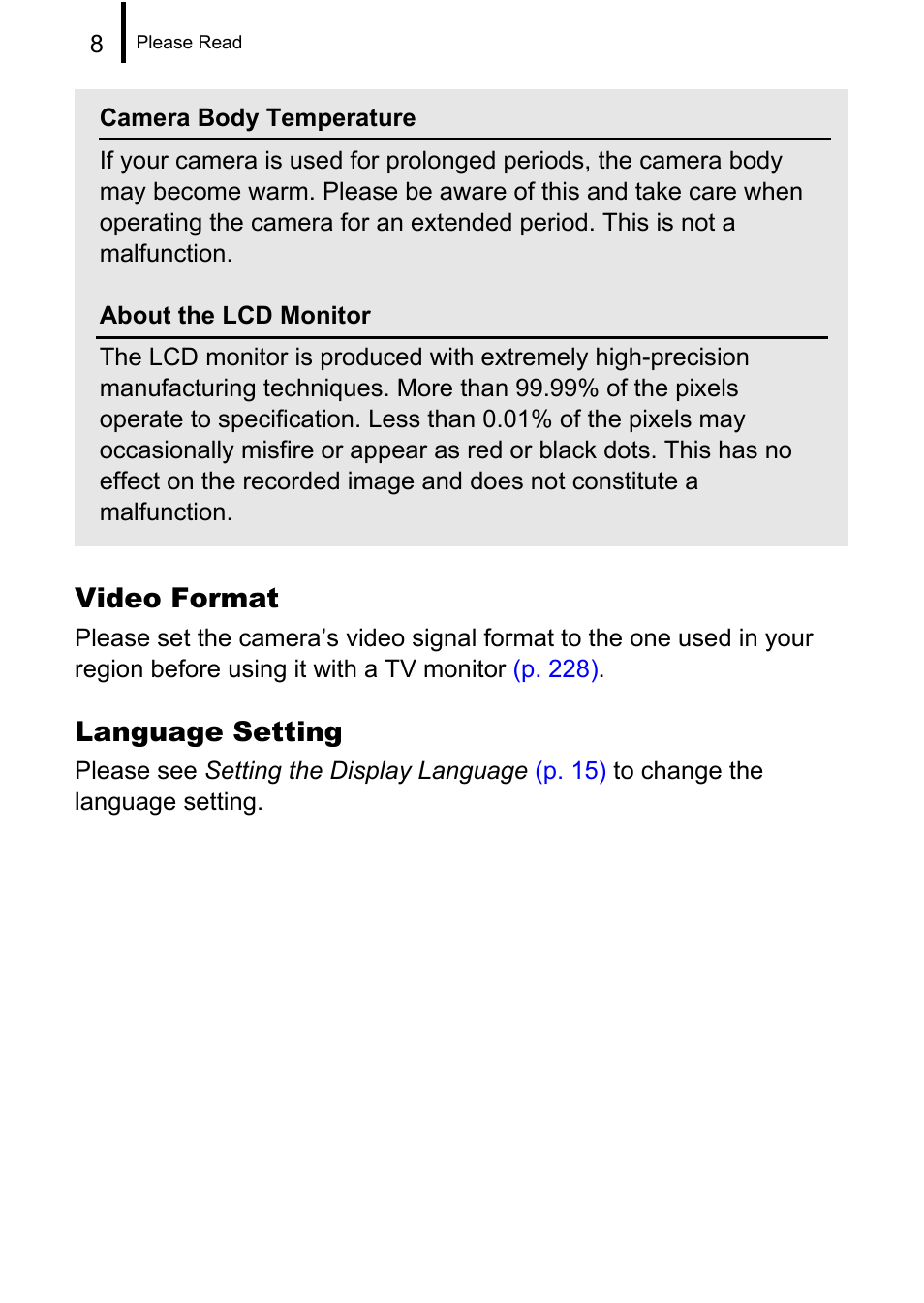 Video format, Language setting | Canon PowerShot G10 User Manual | Page 10 / 306