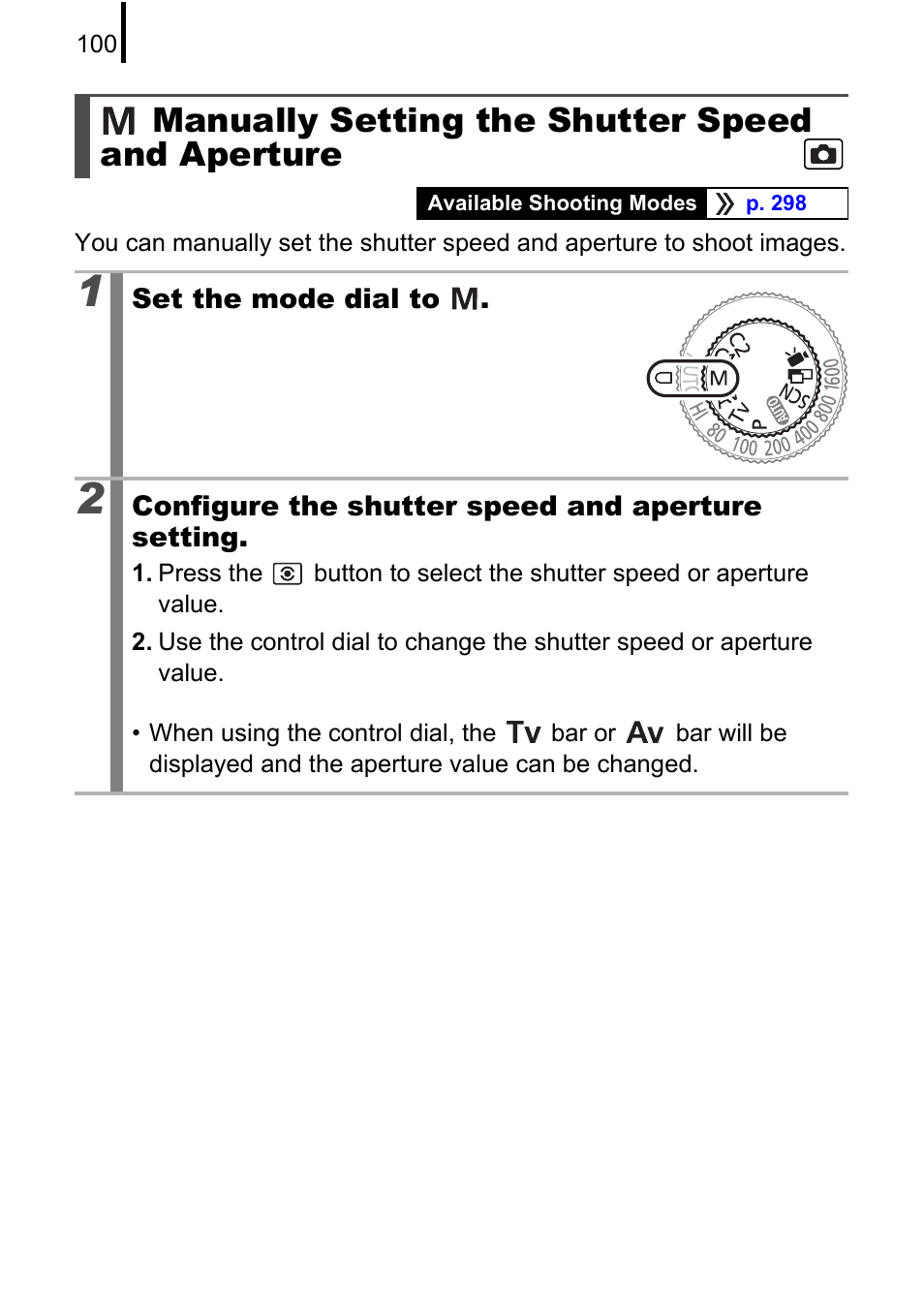 Manually setting the shutter speed and aperture, P. 100) | Canon PowerShot G10 User Manual | Page 102 / 306