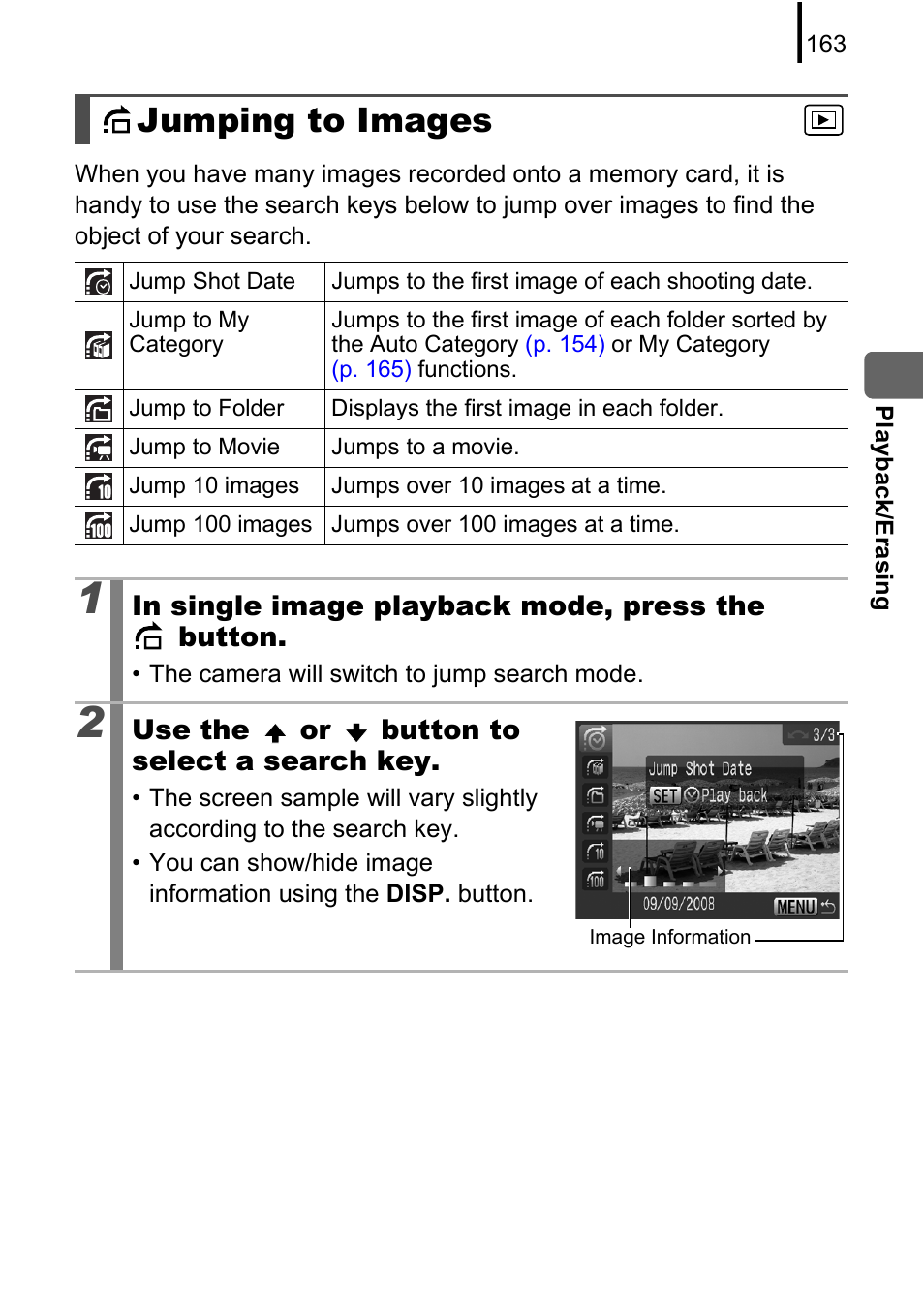 Jumping to images | Canon PowerShot G10 User Manual | Page 165 / 306