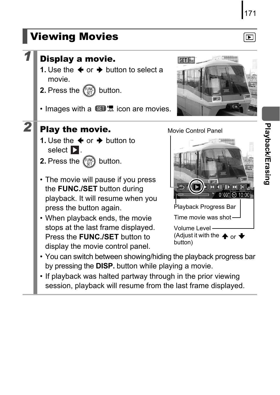 Viewing movies | Canon PowerShot G10 User Manual | Page 173 / 306