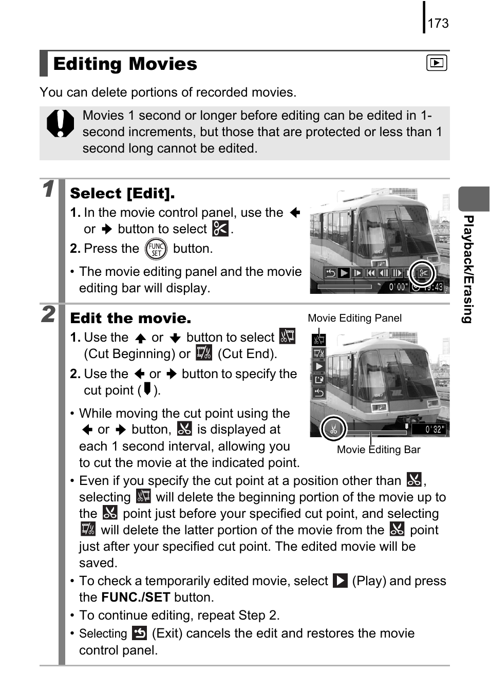 Editing movies | Canon PowerShot G10 User Manual | Page 175 / 306
