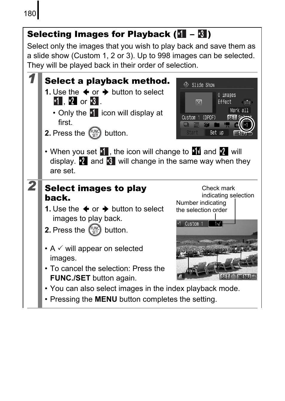 P. 180), Be played back | Canon PowerShot G10 User Manual | Page 182 / 306