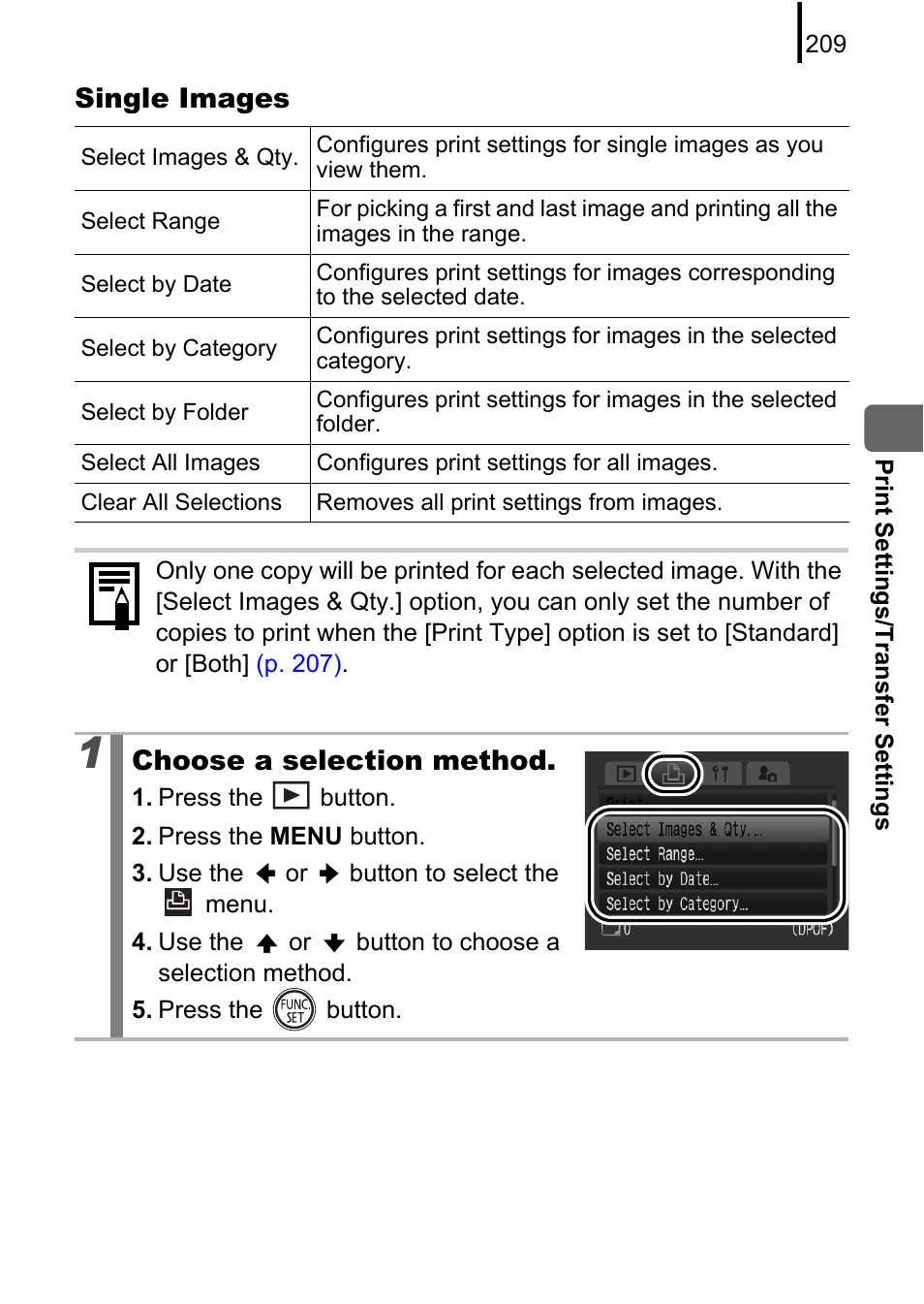 Single images, Choose a selection method | Canon PowerShot G10 User Manual | Page 211 / 306