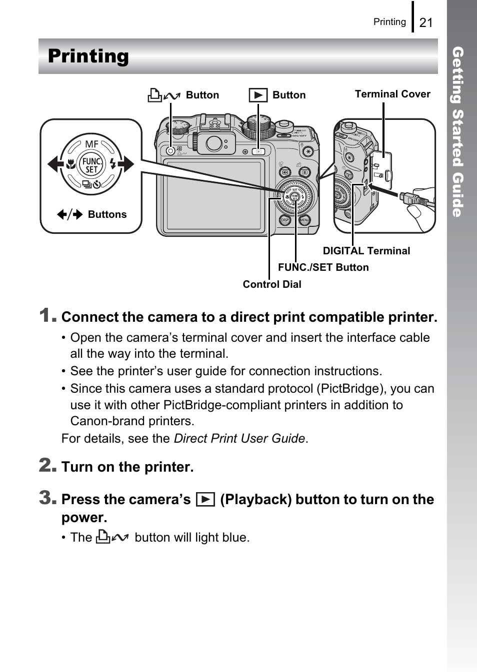 Printing, Printing 1 | Canon PowerShot G10 User Manual | Page 23 / 306