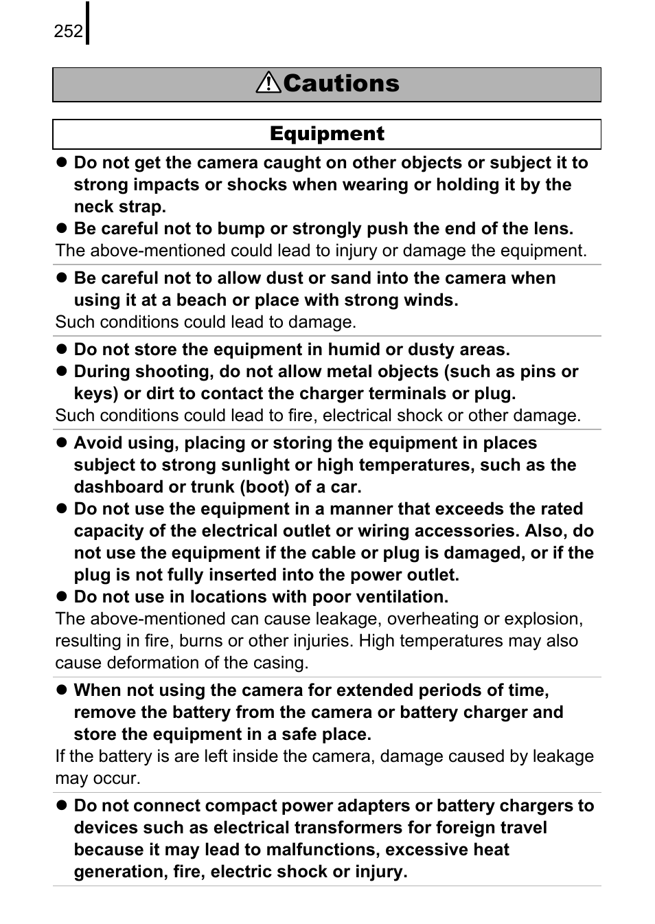 Cautions | Canon PowerShot G10 User Manual | Page 254 / 306