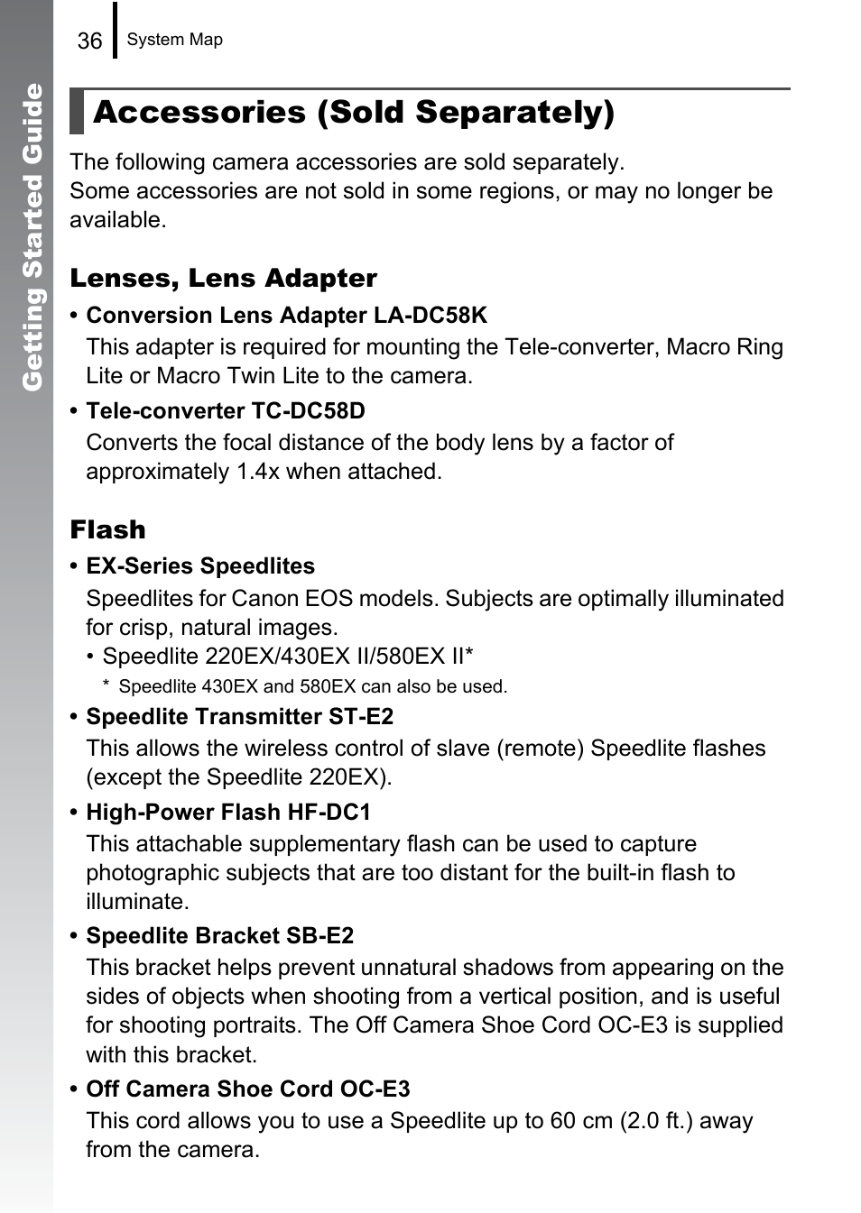 Accessories (sold separately) | Canon PowerShot G10 User Manual | Page 38 / 306