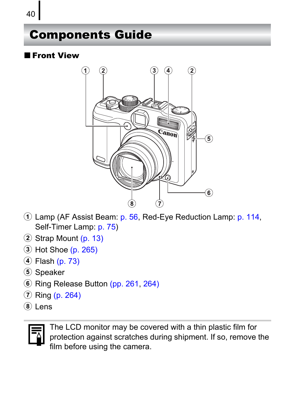 Components guide | Canon PowerShot G10 User Manual | Page 42 / 306