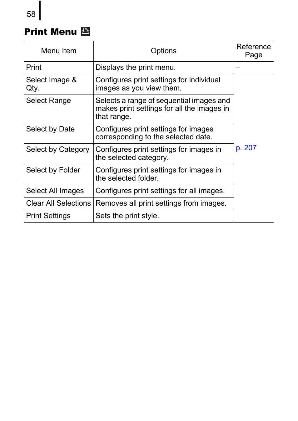 Print menu | Canon PowerShot G10 User Manual | Page 60 / 306