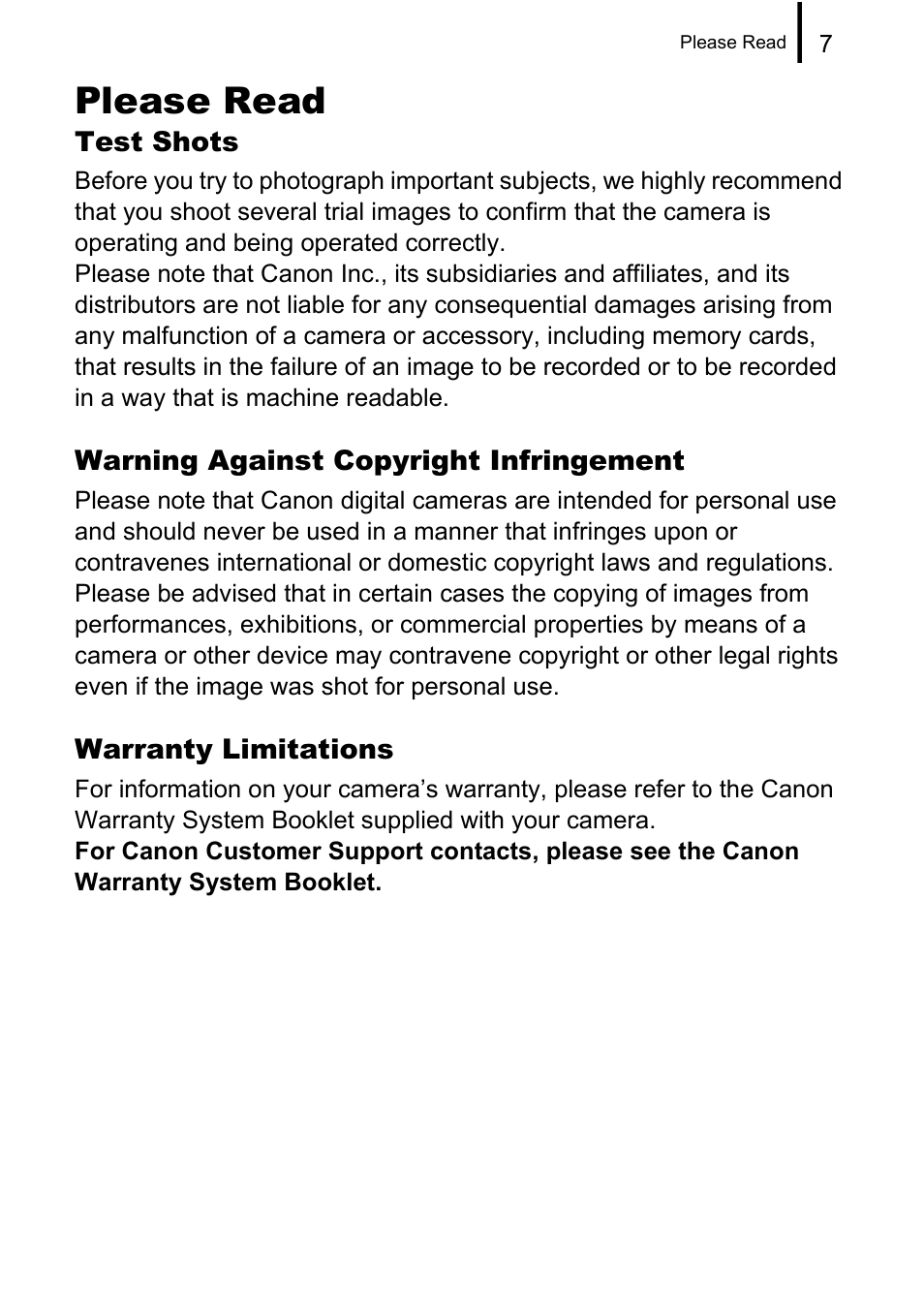 Please read | Canon PowerShot G10 User Manual | Page 9 / 306