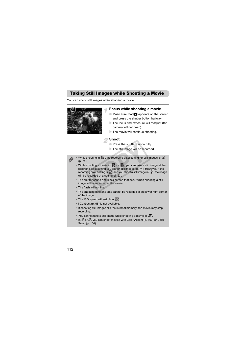 Taking still images while shooting a movie, Cop y | Canon PowerShot SX30 IS User Manual | Page 112 / 196