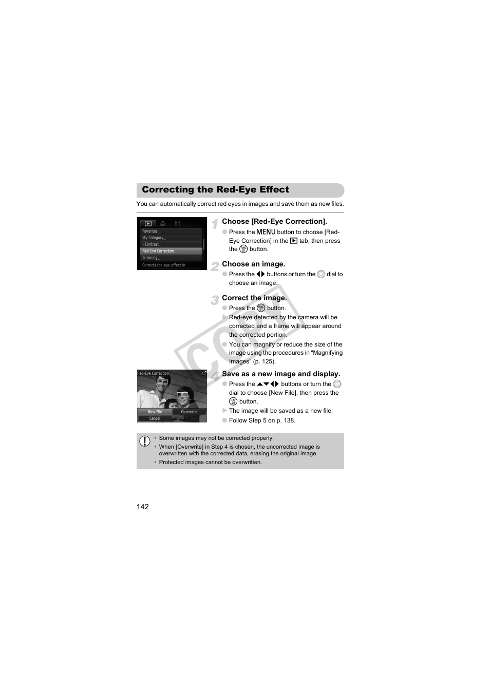 Correcting the red-eye effect, Cop y | Canon PowerShot SX30 IS User Manual | Page 142 / 196