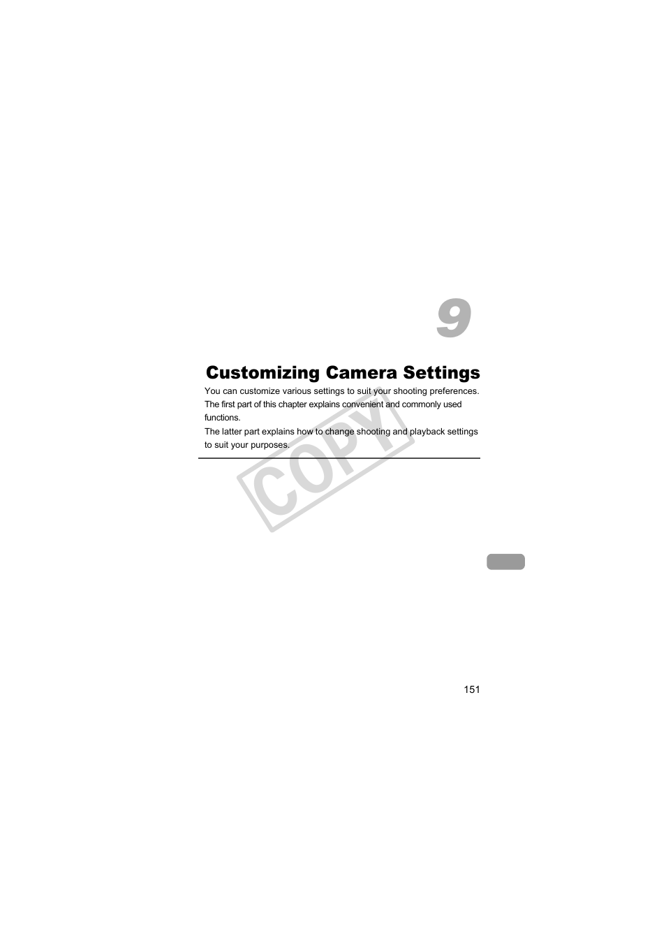 Customizing camera settings, Cop y | Canon PowerShot SX30 IS User Manual | Page 151 / 196