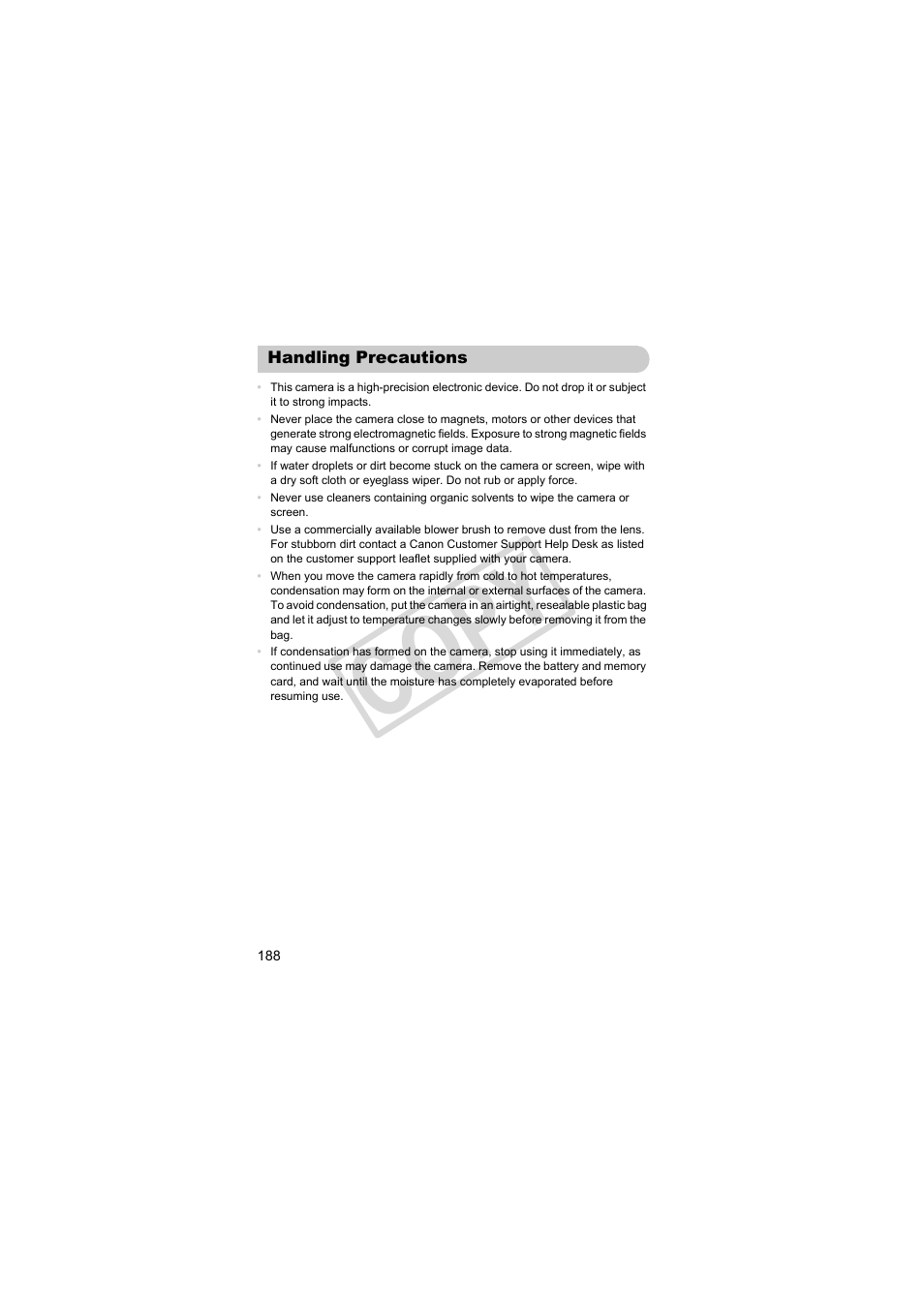 Handling precautions, Cop y | Canon PowerShot SX30 IS User Manual | Page 188 / 196