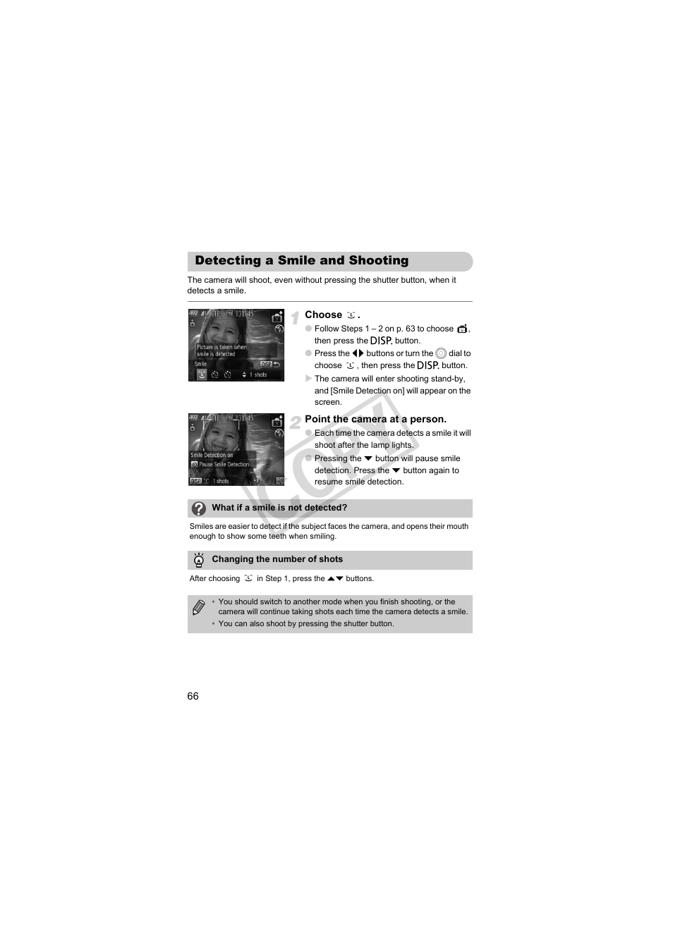 Detecting a smile and shooting, Cop y | Canon PowerShot SX30 IS User Manual | Page 66 / 196