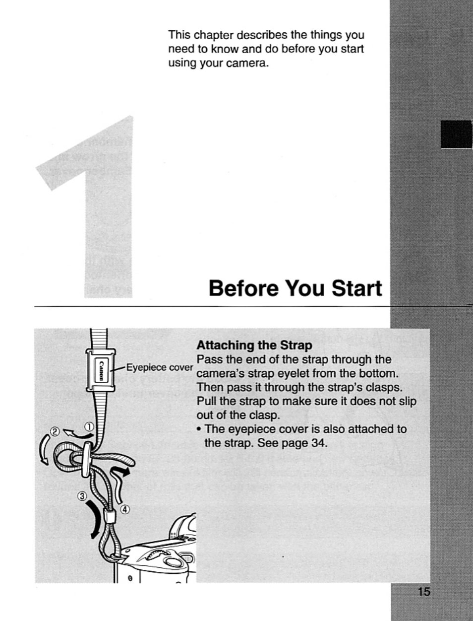 Before you start | Canon EOS Rebel 2000 User Manual | Page 15 / 76