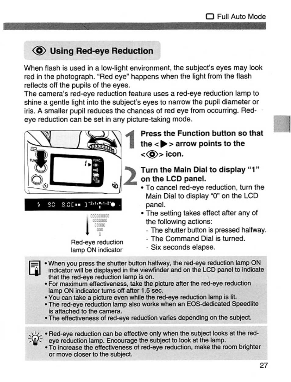 Using red-eye reduction | Canon EOS Rebel 2000 User Manual | Page 27 / 76
