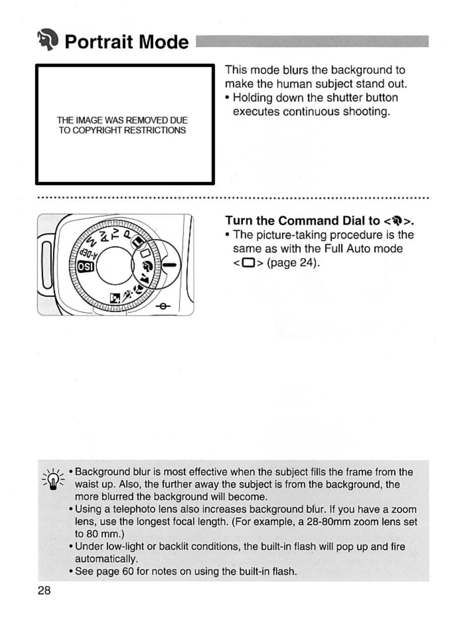 Portrait mode | Canon EOS Rebel 2000 User Manual | Page 28 / 76