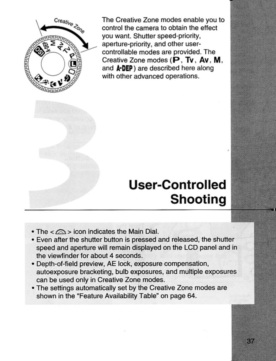 User-controlled shooting | Canon EOS Rebel 2000 User Manual | Page 37 / 76