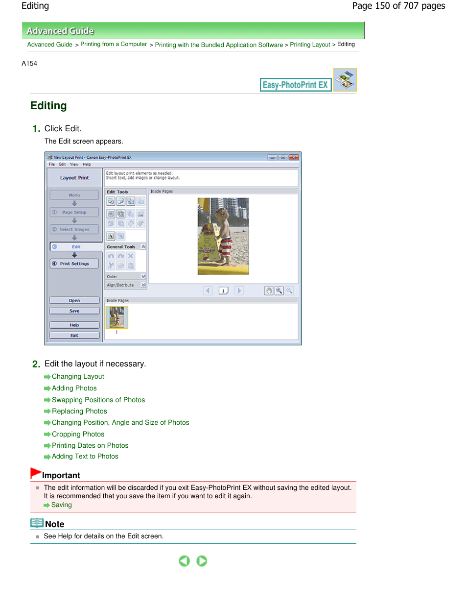 Editing | Canon mp280 User Manual | Page 150 / 707