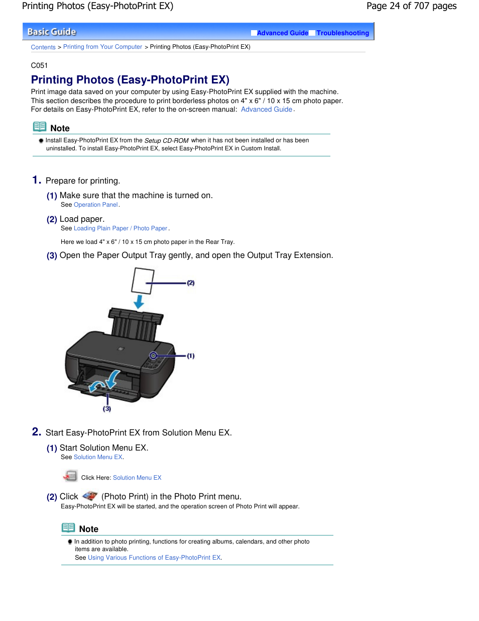 Printing photos (easy-photoprint ex) | Canon mp280 User Manual | Page 24 / 707