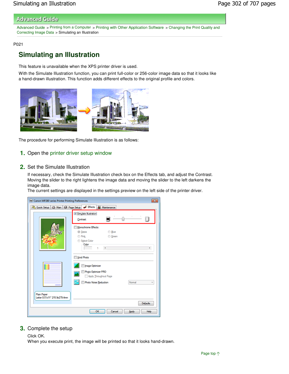 Simulating an illustration | Canon mp280 User Manual | Page 302 / 707