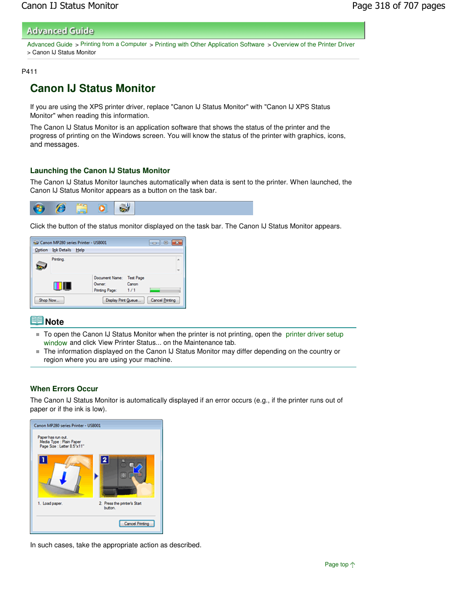 Canon ij status monitor | Canon mp280 User Manual | Page 318 / 707