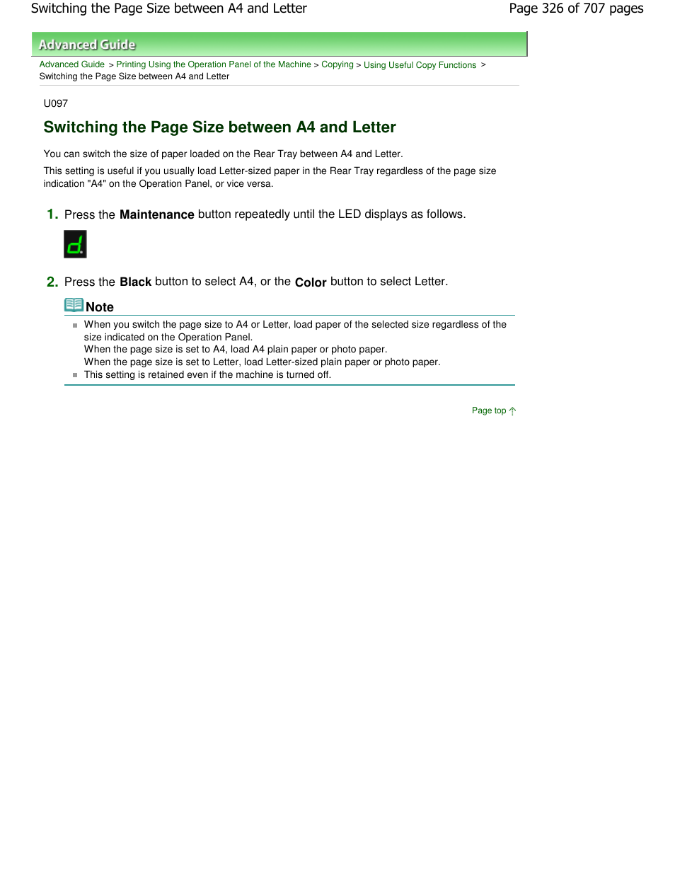 Switching the page size between a4 and letter | Canon mp280 User Manual | Page 326 / 707