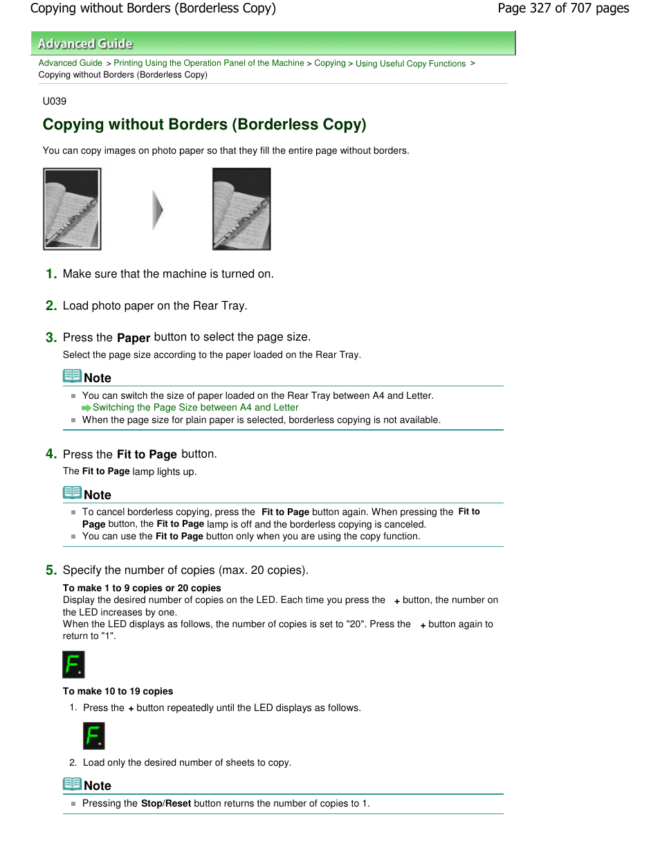 Copying without borders (borderless copy) | Canon mp280 User Manual | Page 327 / 707