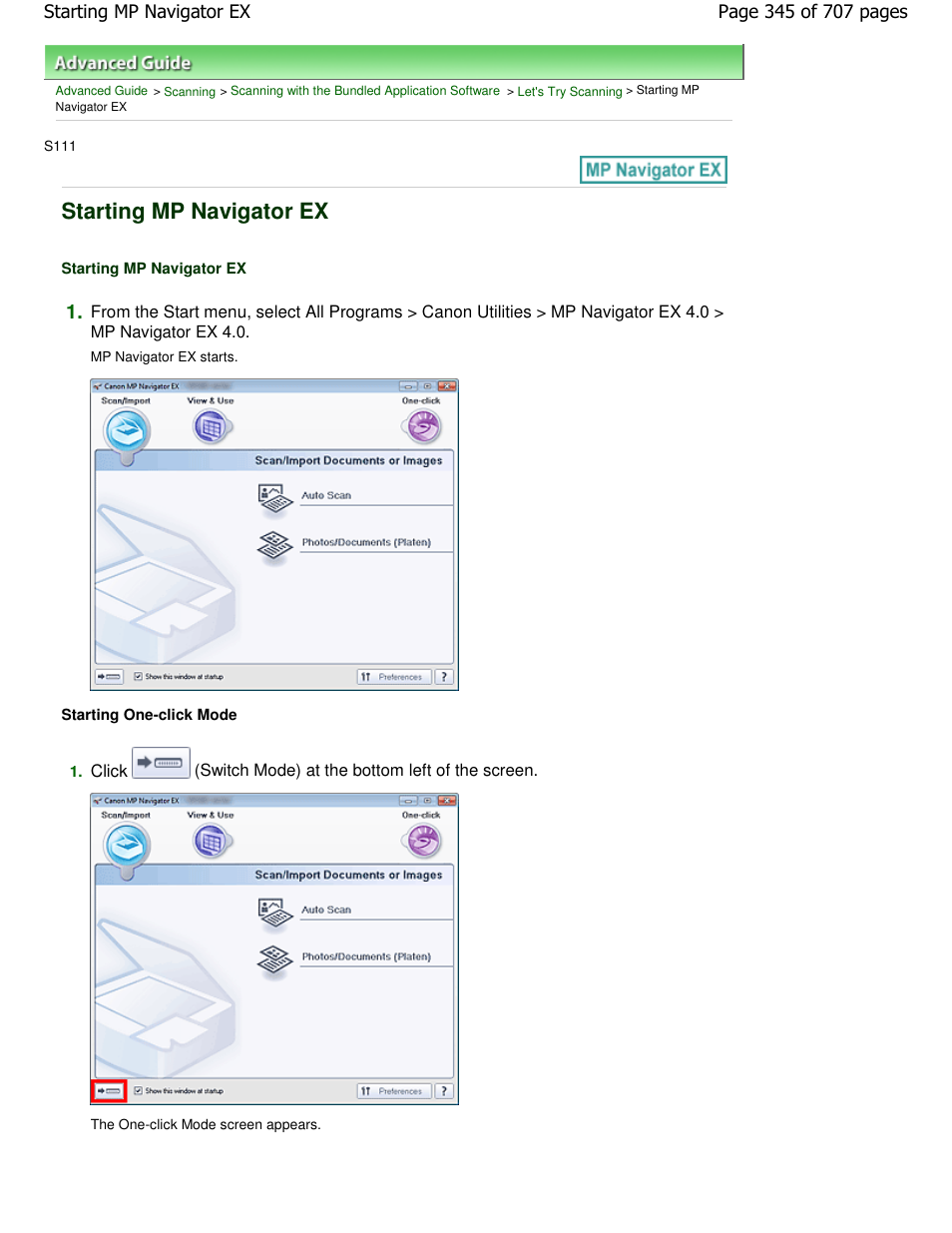 Starting mp navigator ex | Canon mp280 User Manual | Page 345 / 707