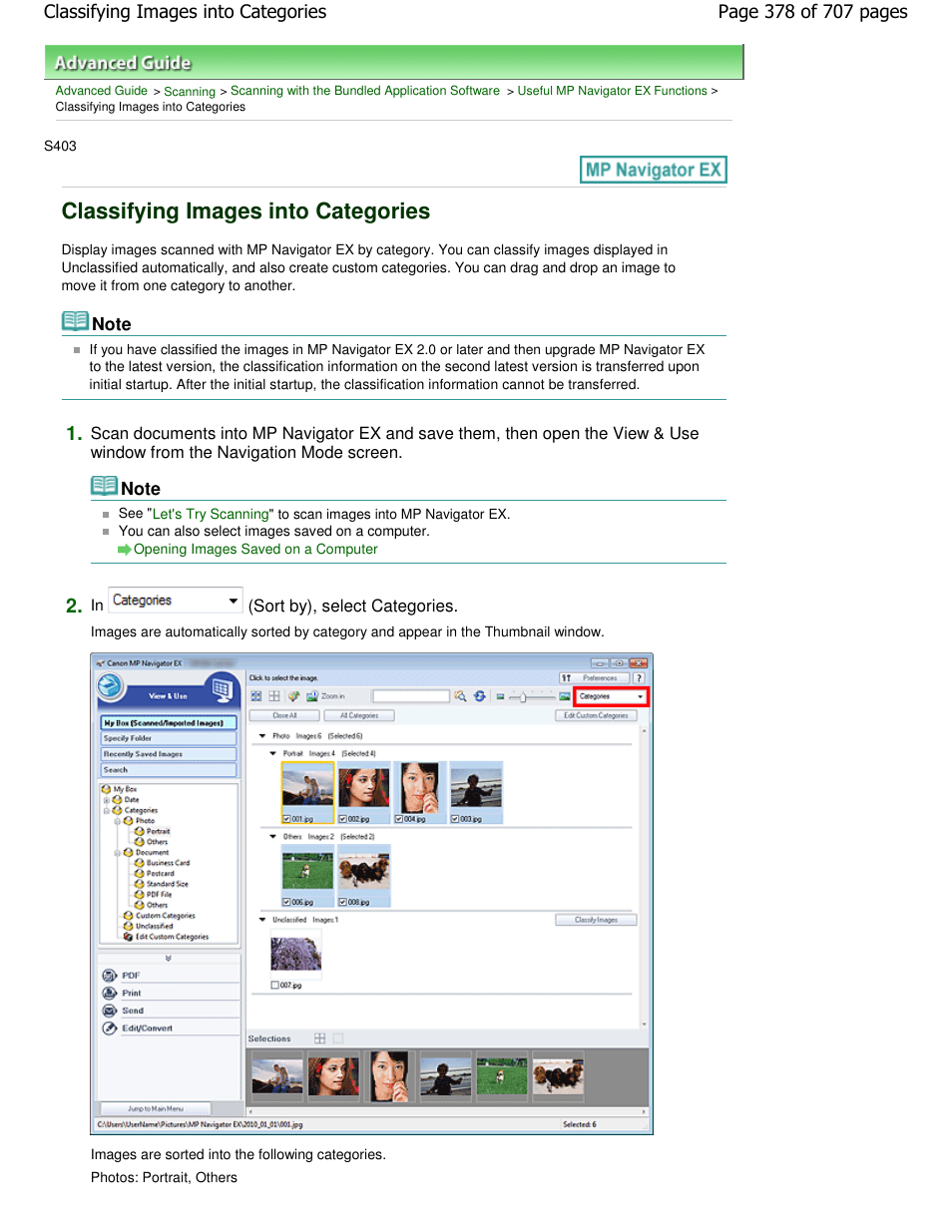 Classifying images into categories | Canon mp280 User Manual | Page 378 / 707