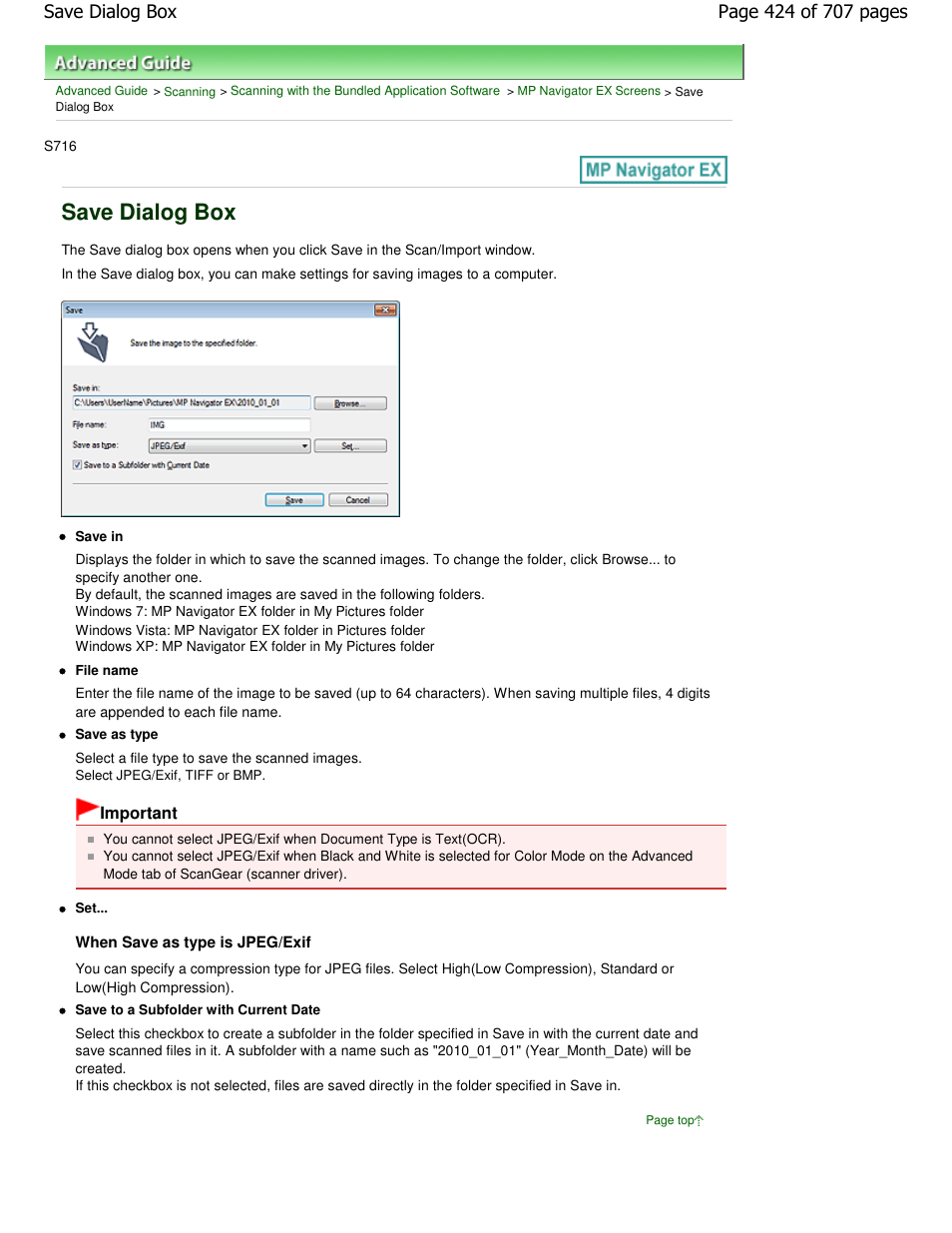 Save dialog box | Canon mp280 User Manual | Page 424 / 707