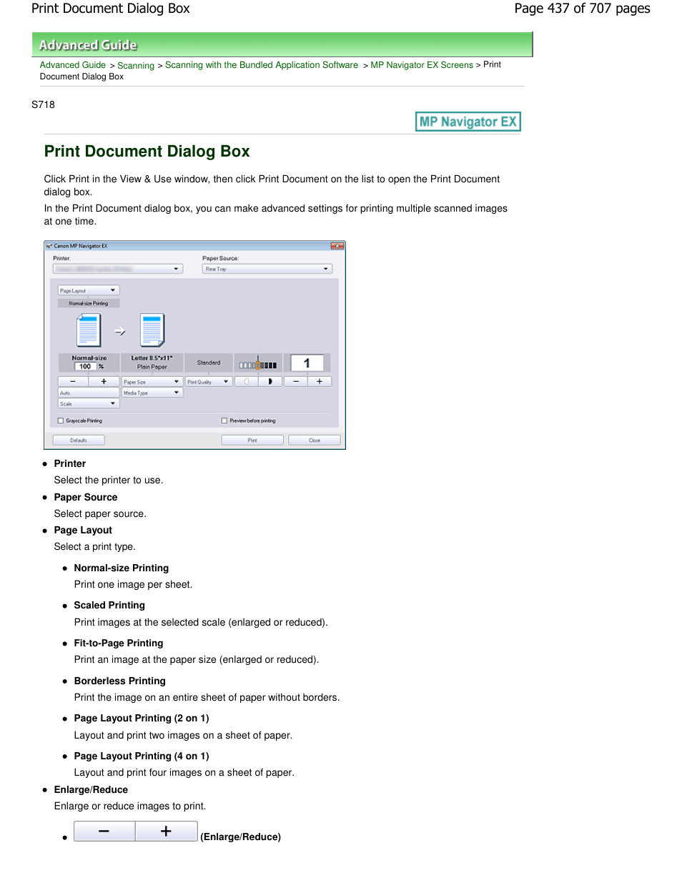 Print document dialog box | Canon mp280 User Manual | Page 437 / 707